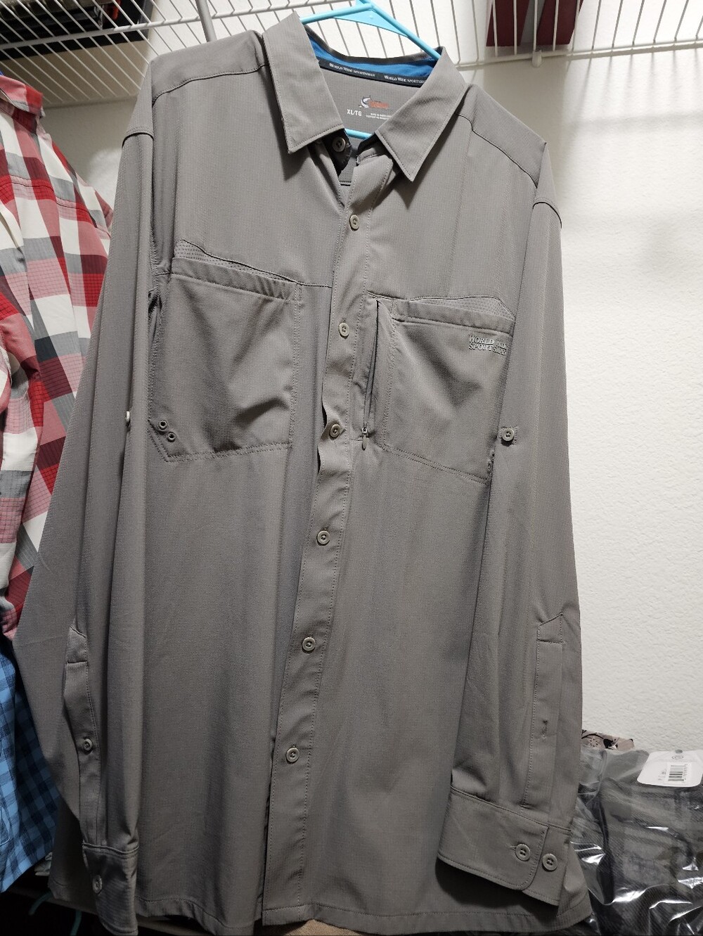 World Wide Sportsman Men's Long-Sleeve Gray Performance Fishing Shirt